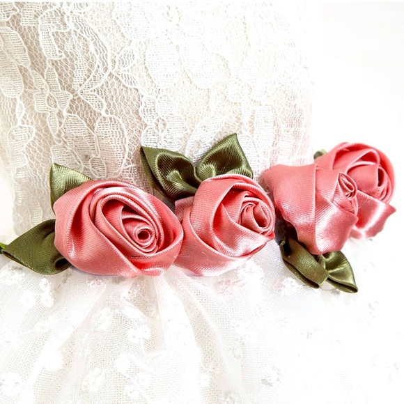 Fitwarm Luxury Rose Lace Pet Dog Weddding Dress Bride Clothes Formal Apparel~XXS - Picture 4 of 6